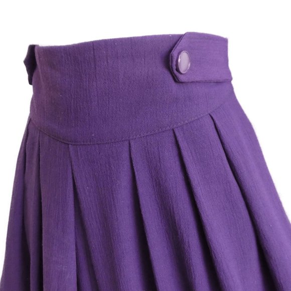 Vintage Gauchos Culottes Split Skirt Basque Waist Palazzo Purple Moonglow Button - Picture 2 of 10